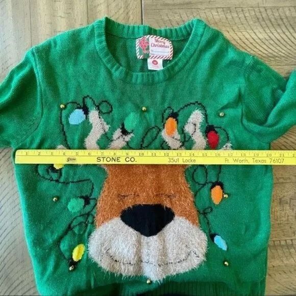 Ugly Christmas Sweater with Fuzzy Reindeer - Picture 6 of 8